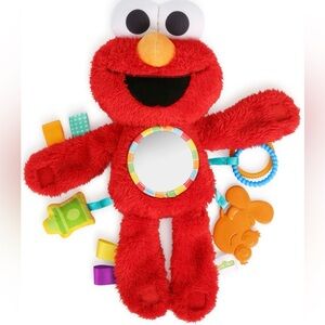 Elmo Sensory Activity Plush Toy Mirror Teether Crinkle Tags Baby Lovey